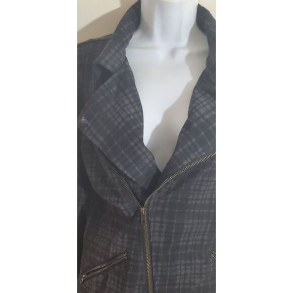 Liverpool Jeans Co Plaid Zip-Up Jacket With Asymmetrical Zipper For Women - Picture 4 of 12